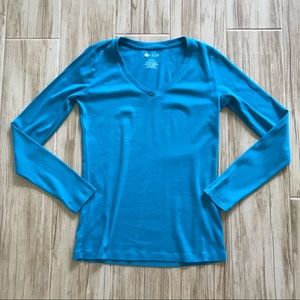 Turquoise v-neck long-sleeved top Size S
